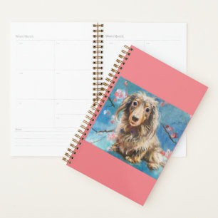Langharige Teckel In Kersenbloesems Planner