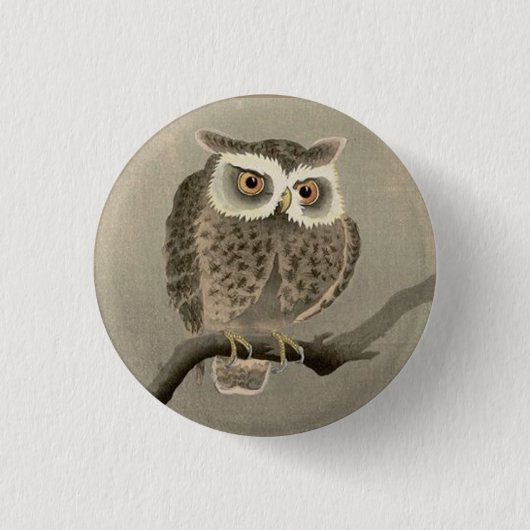 langharige uil ronde button 3,2 cm (Voorkant)
