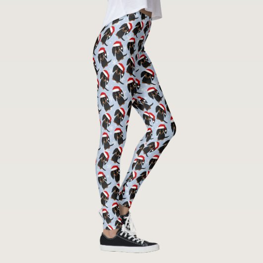 Langharige Zwart en Tan Dachshund Kerstmis Leggings (Rechts)