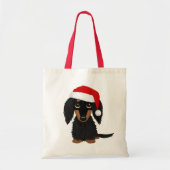 Langharige Zwart en Tan Dachshund Kerstmis Tote Bag (Voorkant)