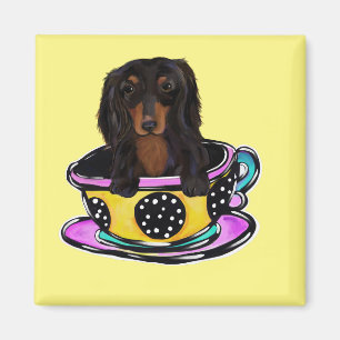 Langharige Zwarte Doxie Magneet