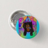 LANGHARIGE ZWARTE DOXIE RONDE BUTTON 3,2 CM (Voorkant /achterkant)