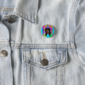 LANGHARIGE ZWARTE DOXIE RONDE BUTTON 3,2 CM (In situ)
