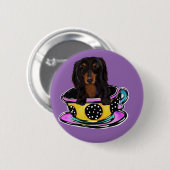 Langharige Zwarte Doxie Ronde Button 5,7 Cm (Voorkant /achterkant)