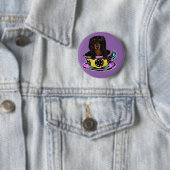 Langharige Zwarte Doxie Ronde Button 5,7 Cm (In situ)