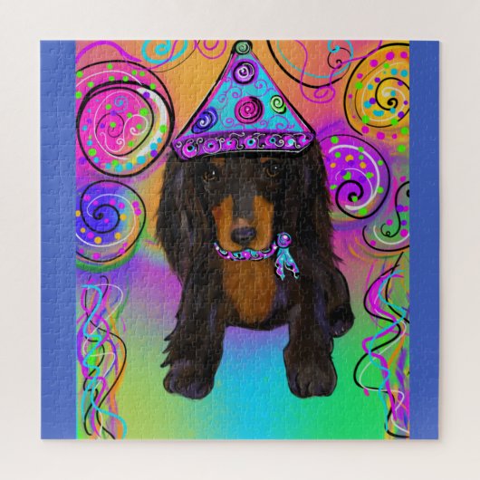 LANGHARIGE ZWARTE & ELOK DOXIE LEGPUZZEL (Verticaal)