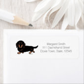 Langharige zwarte en bruine Dachshund 1 Etiket (Insitu)