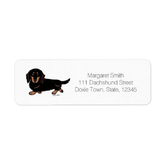 Langharige zwarte en bruine Dachshund 1 Etiket