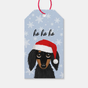 Langharige Zwarte en Lichtbruine Dachshond Hond Ke Cadeaulabel
