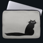 Langharige zwarte kat met lange pluizige staart laptop sleeve<br><div class="desc">Langharige zwarte kat met lange pluizige staart computer Hoesje. Bescherm uw laptop en maak een statement met dit coole kat ontwerp.</div>