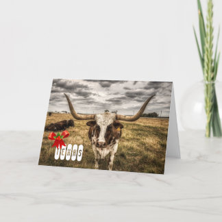 Langhoorn Texas Kerstkaart Groet Bedankkaart
