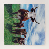 Langhoornrunderen Legpuzzel (Horizontaal)