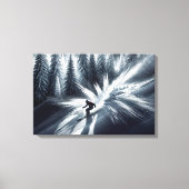 Langlaufende skiër in het maanlicht canvas afdruk (Voorkant)
