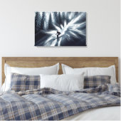 Langlaufende skiër in het maanlicht canvas afdruk (Insitu (Slaapkamer))