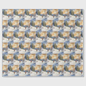 Langlaufer in winterse Bossen Cadeaupapier (Vlak)