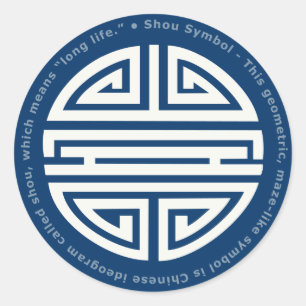 Langlevendigheid   Geweldige Chinees karakter Ronde Sticker