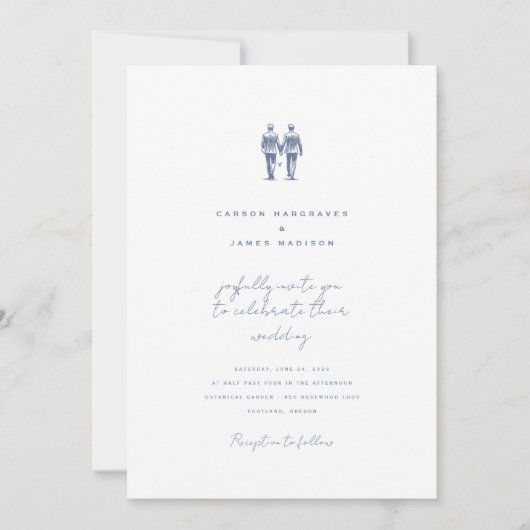 Langley bruiloft uitnodiging twee bruidegoms (Voorkant)