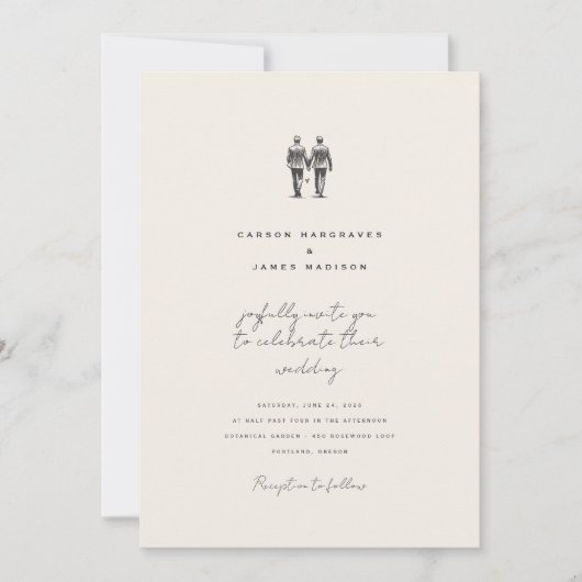 Langley bruiloft uitnodiging twee bruidegoms (Voorkant)
