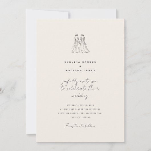 Langley bruiloft uitnodiging twee bruiden (Voorkant)