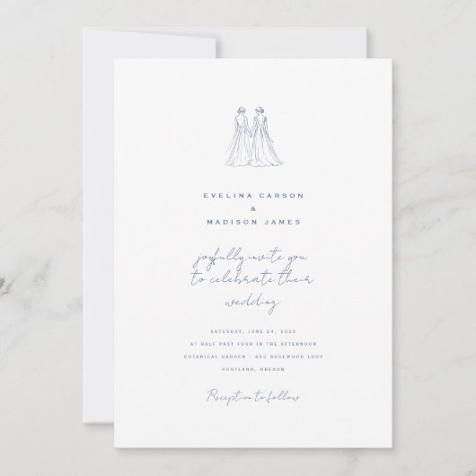 Langley bruiloft uitnodiging twee bruiden (Voorkant)