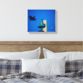 Langley Crow Light Post Blauwe Groene Kunst Canvas Afdruk (Insitu (Slaapkamer))