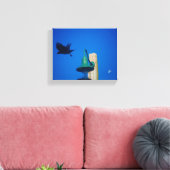 Langley Crow Light Post Blauwe Groene Kunst Canvas Afdruk (Insitu (Woonkamer))