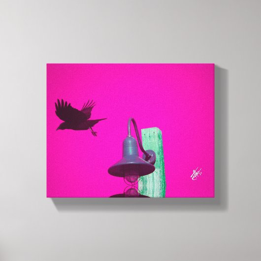 Langley Crow Light Post Bright Roze Kunst Canvas Afdruk (Voorkant)