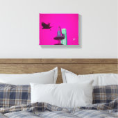 Langley Crow Light Post Bright Roze Kunst Canvas Afdruk (Insitu (Slaapkamer))