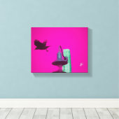Langley Crow Light Post Bright Roze Kunst Canvas Afdruk (Insitu (Houten vloer))