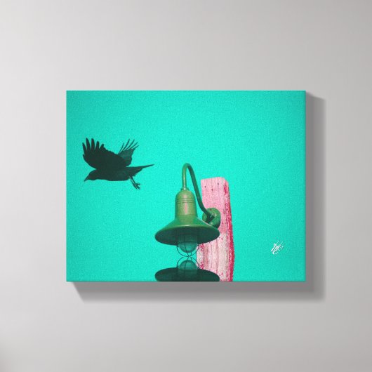 Langley Crow Light Post Turquoise Kunst Canvas Afdruk (Voorkant)
