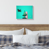 Langley Crow Light Post Turquoise Kunst Canvas Afdruk (Insitu (Slaapkamer))