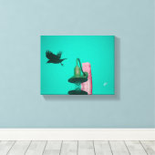 Langley Crow Light Post Turquoise Kunst Canvas Afdruk (Insitu (Houten vloer))