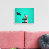 Langley Crow Light Post Turquoise Kunst Canvas Afdruk (Insitu (Woonkamer))