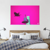 Langley Crow op lichtpaal serie #12 Canvas Afdruk (Insitu (Slaapkamer))
