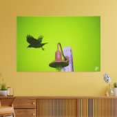 Langley Crow op lichtpaal serie #5 Canvas Afdruk (Insitu (Woonkamer))