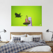 Langley Crow op lichtpaal serie #5 Canvas Afdruk (Insitu (Slaapkamer))