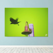 Langley Crow op lichtpaal serie #5 Canvas Afdruk (Insitu (Houten vloer))