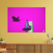 Langley Crow op lichtpaal serie #8 Canvas Afdruk (Insitu (Woonkamer))