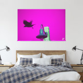 Langley Crow op lichtpaal serie #8 Canvas Afdruk (Insitu (Slaapkamer))