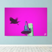 Langley Crow op lichtpaal serie #8 Canvas Afdruk (Insitu (Houten vloer))