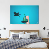 Langley Crow op Light Post Series #10 Canvas Afdruk (Insitu (Slaapkamer))