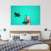 Langley Crow op Light Post Series #11 Canvas Afdruk (Insitu (Slaapkamer))