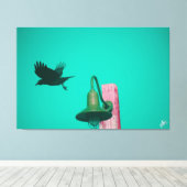 Langley Crow op Light Post Series #11 Canvas Afdruk (Insitu (Houten vloer))