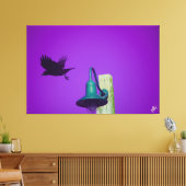 Langley Crow op Light Post Series #1 Canvas Afdruk (Insitu (Woonkamer))