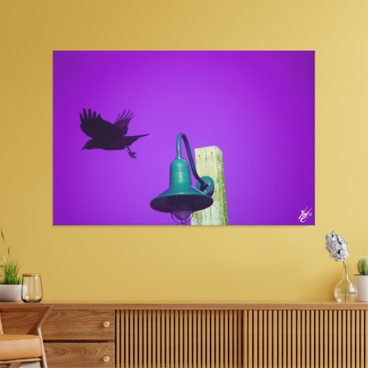 Langley Crow op Light Post Series #1 Canvas Afdruk (Insitu (Woonkamer))