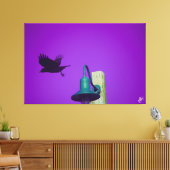 Langley Crow op Light Post Series #1 Canvas Afdruk (Insitu (Woonkamer))