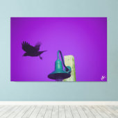 Langley Crow op Light Post Series #1 Canvas Afdruk (Insitu (Houten vloer))