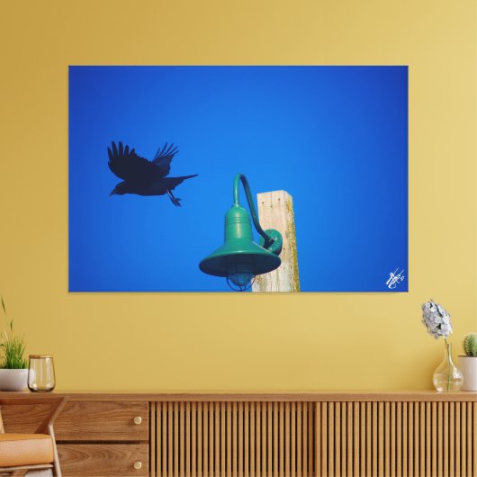 Langley Crow op Light Post Series #3 Canvas Afdruk (Insitu (Woonkamer))
