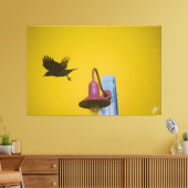 Langley Crow op Light Post Series #4 Canvas Afdruk (Insitu (Woonkamer))