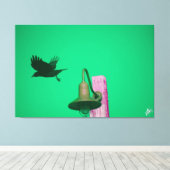 Langley Crow op Light Post Series #7 Canvas Afdruk (Insitu (Houten vloer))
